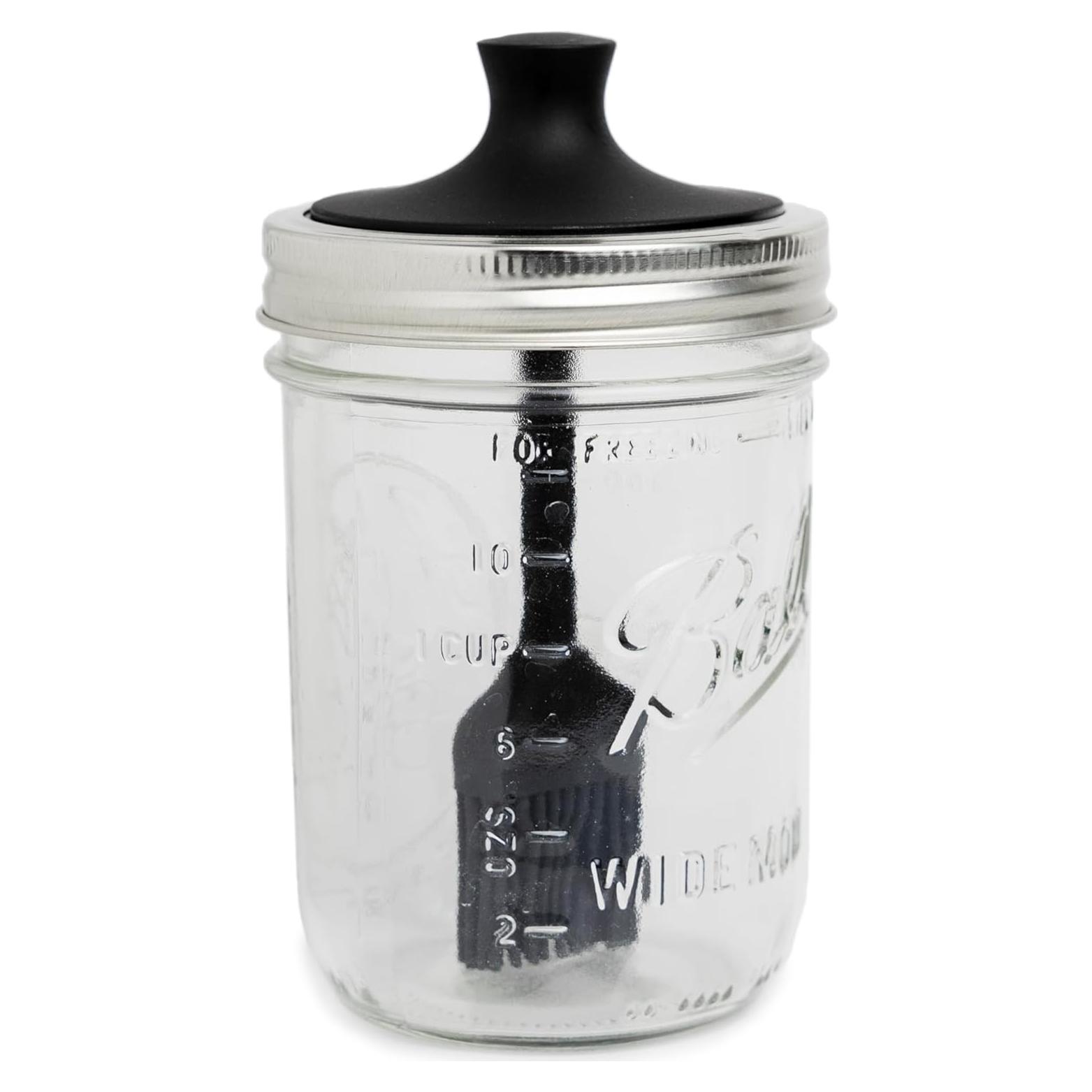 Tapa de Pincel de Silicona Negra Jarware para Tarros Mason Boca Ancha