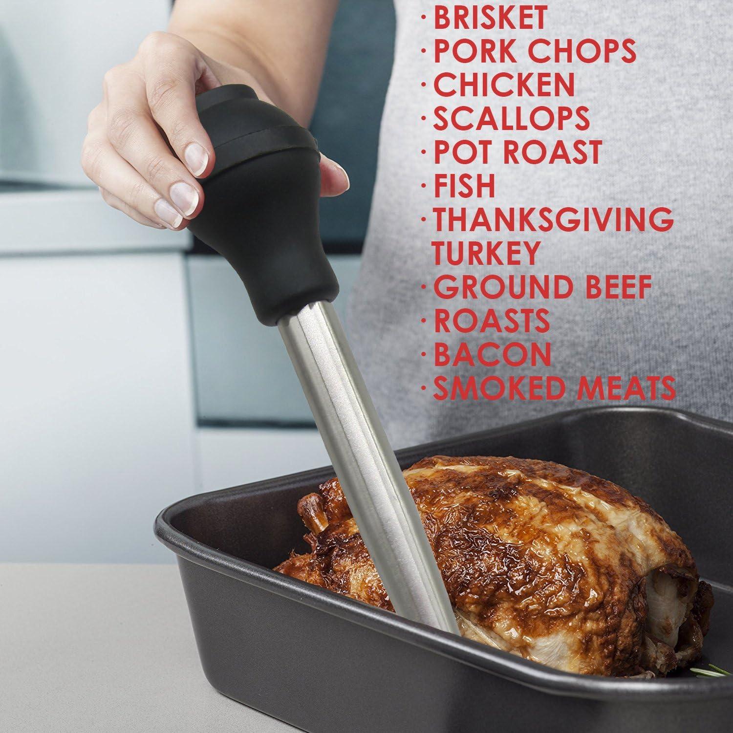 Baster de Pavo KAYCROWN Acero Inoxidable con Agujas y Cepillo