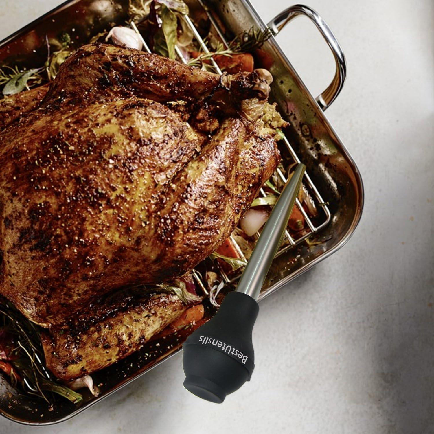 Baster de Pavo KAYCROWN Acero Inoxidable con Agujas y Cepillo