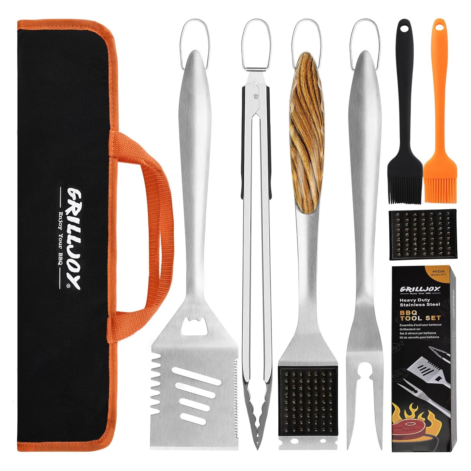 Set de Herramientas de Barbacoa Grilljoy 8 Piezas Acero Inoxidable