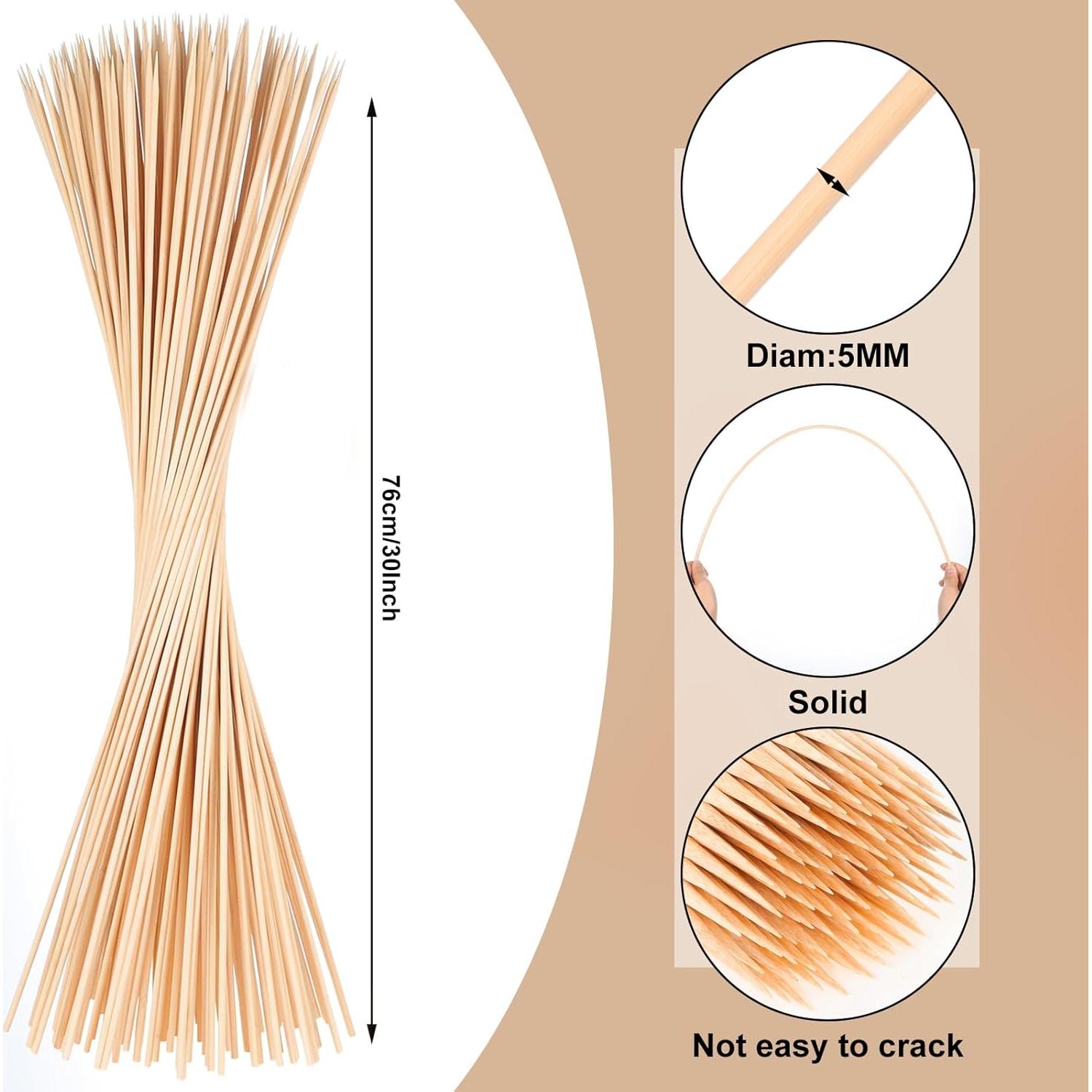 150 Palitos de Bambú para Asar Malvaviscos WSICSE 76 cm