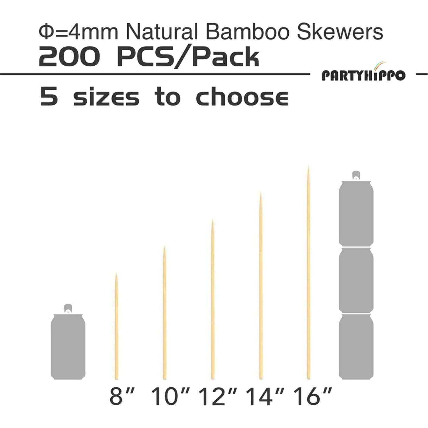 Pinchos de Bambú Natural 40cm (200 PCS) para BBQ y Fiesta