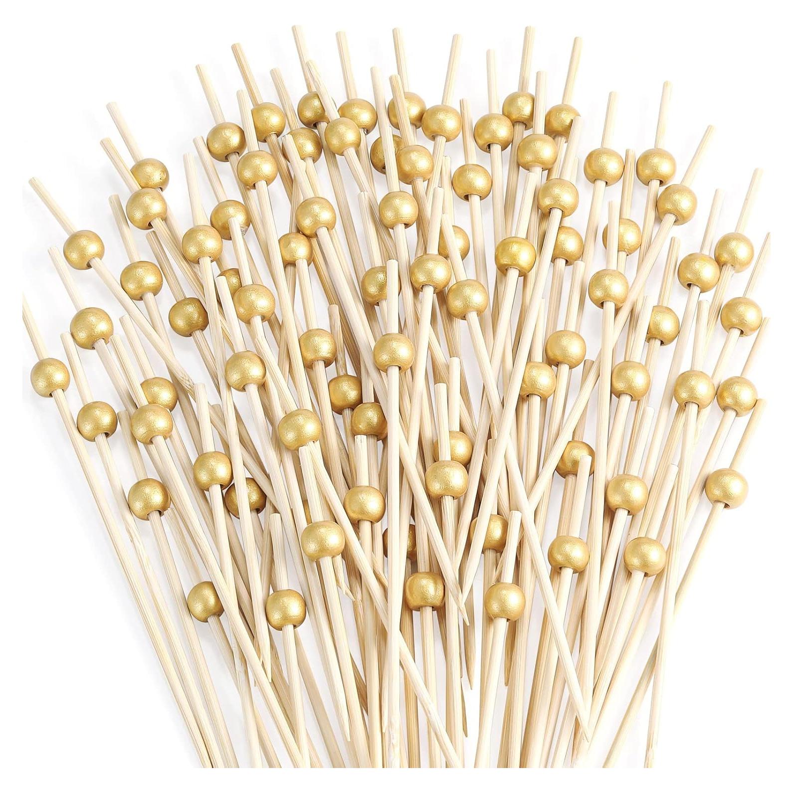 200 Palillos de Cóctel de Bambú Dorados 11.94 cm - CockStixs