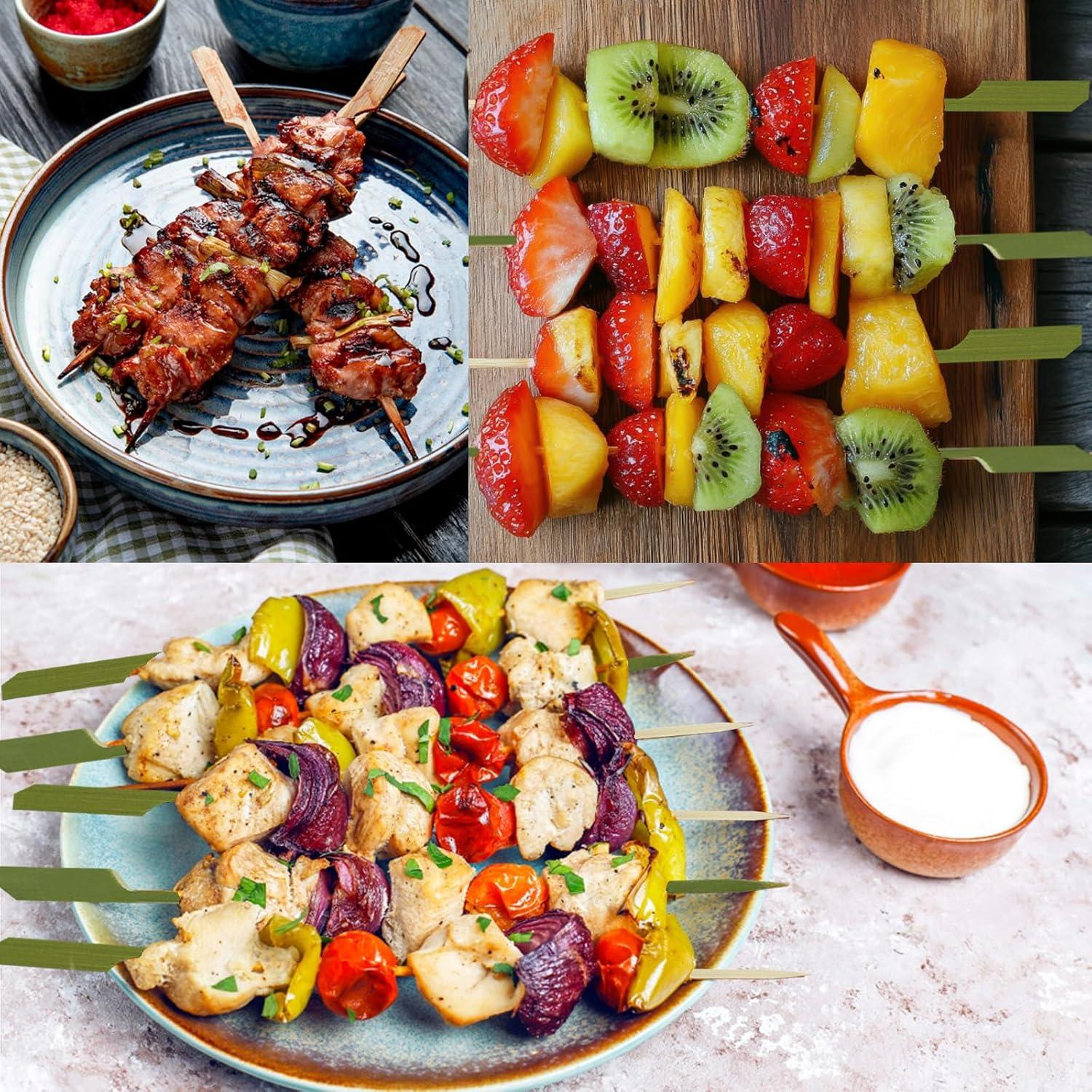 Brochetas de Bambú CrazyTerra 20.32 cm 60 Piezas Naturales