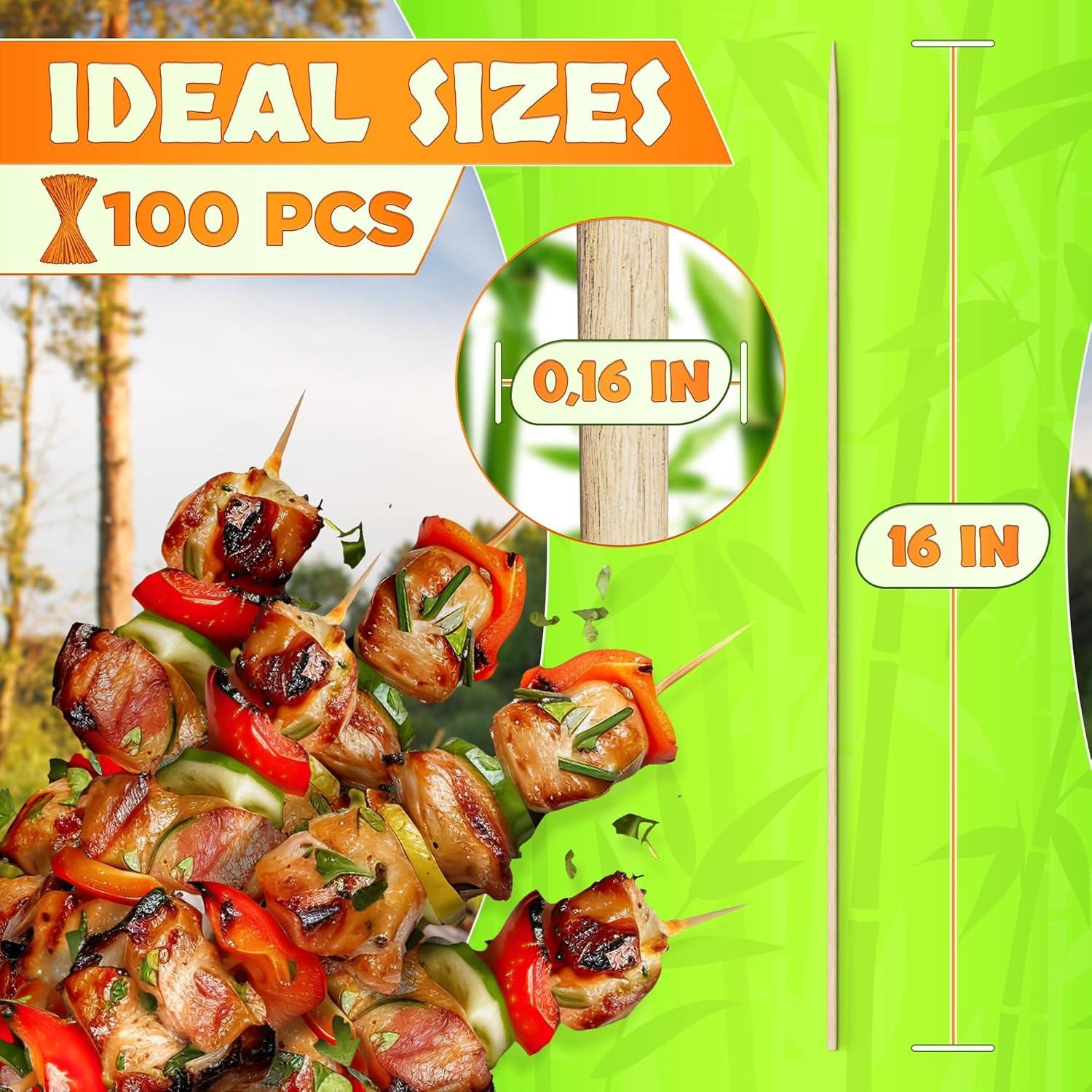 Juego de 100 Pinchos de Bambú Tesorrio 40.64 cm Ø4mm