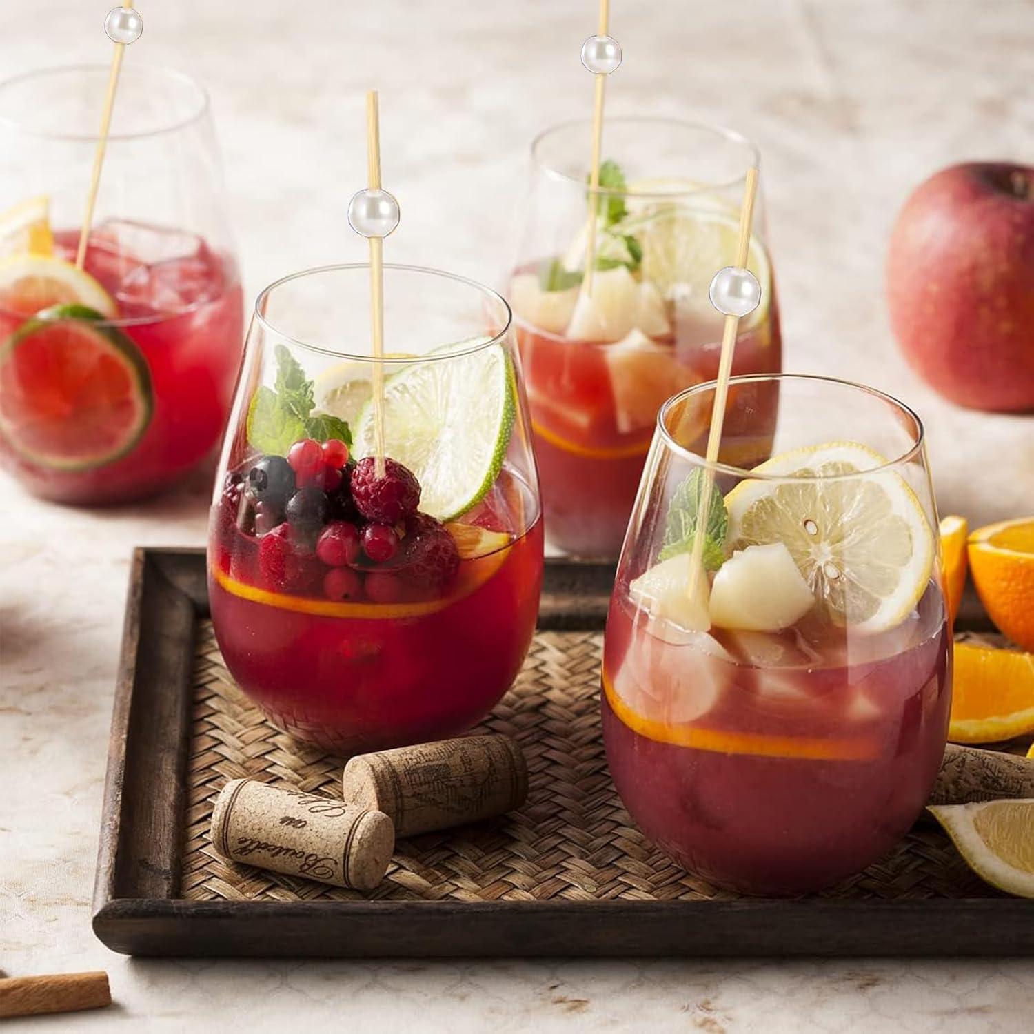 100 Palillos de Cóctel de Perla Blanca 11.94 cm para Aperitivos