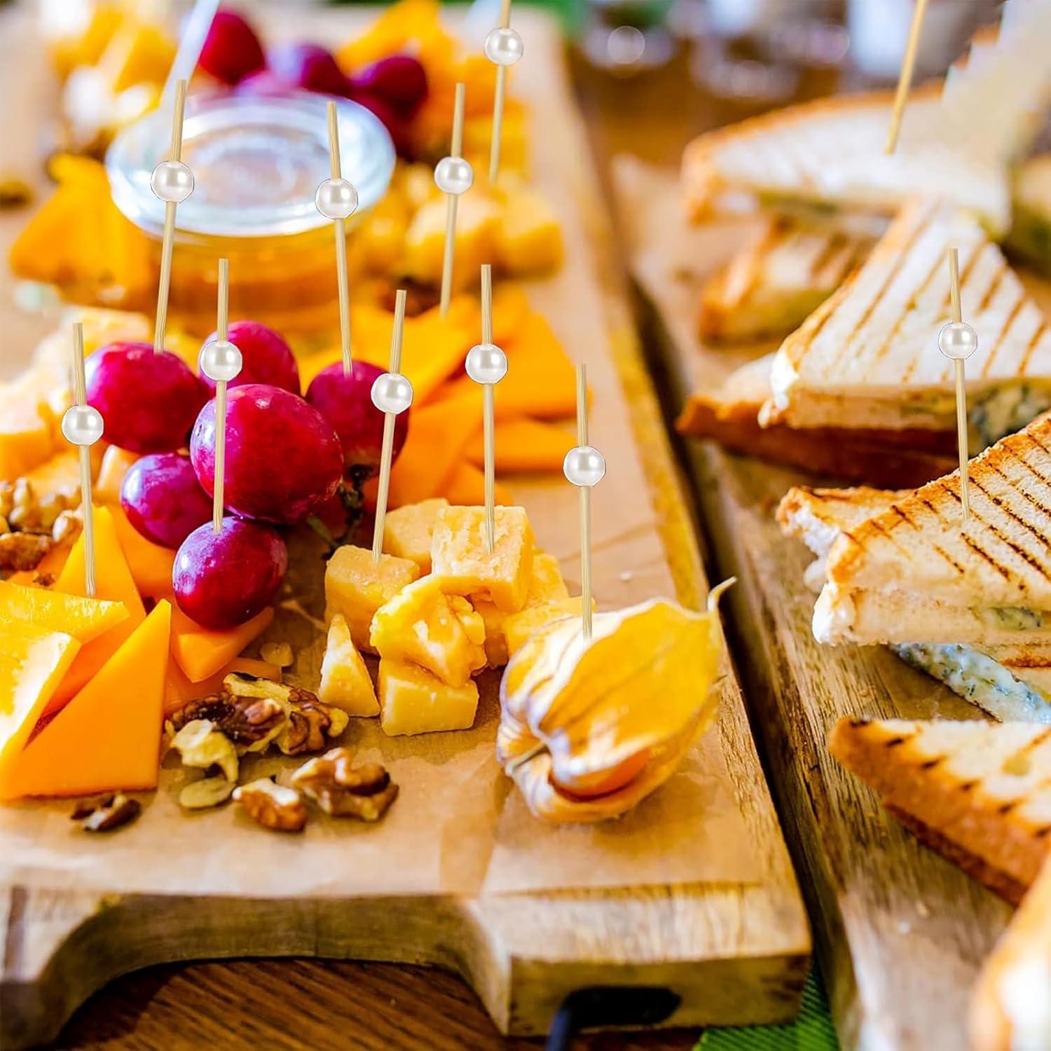 100 Palillos de Cóctel de Perla Blanca 11.94 cm para Aperitivos