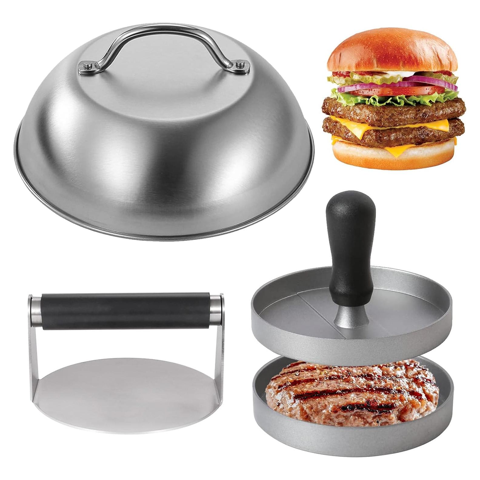 Kit de Prensa de Hamburguesas y Domo Derretidor YIYUE 22.86 cm