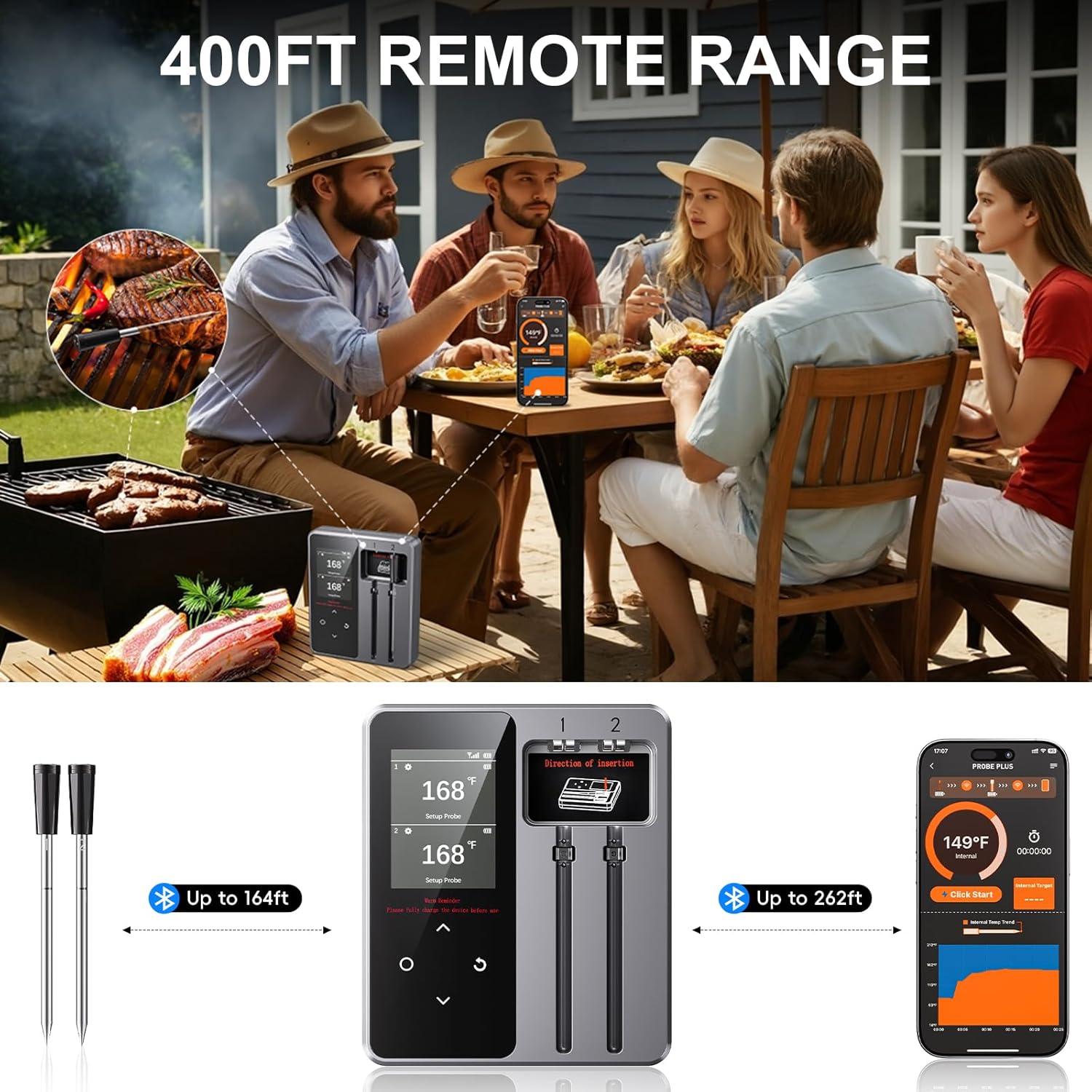 Termómetro de Carne Inalámbrico Bluetooth Newise BMT02 con 2 Probetas