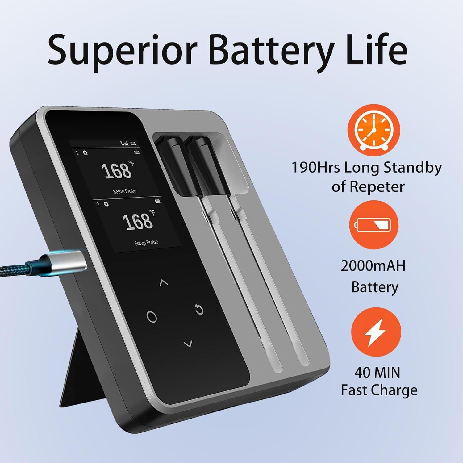 Termómetro de Carne Inalámbrico Bluetooth Newise BMT02 con 2 Probetas