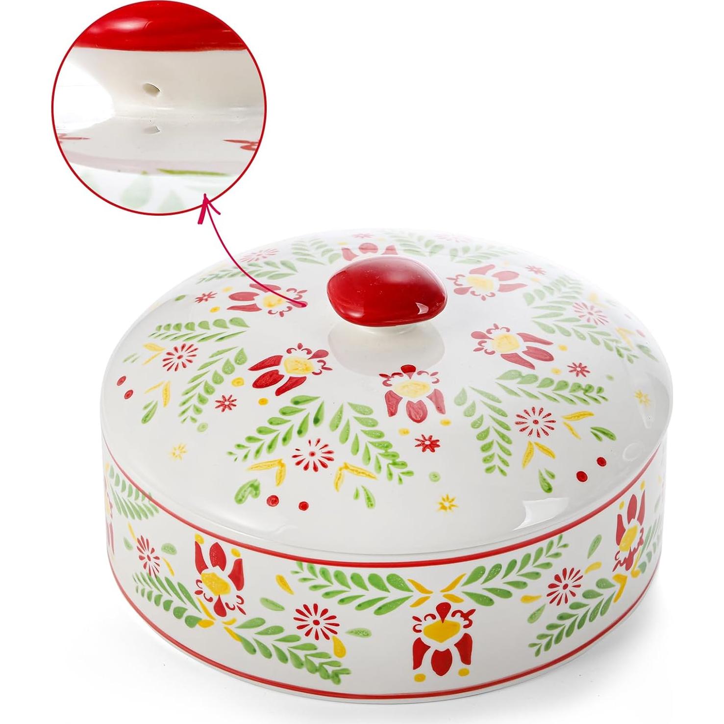 Calentador de Tortillas Yopay Cerámica Floral 21.5 cm Apto Microondas