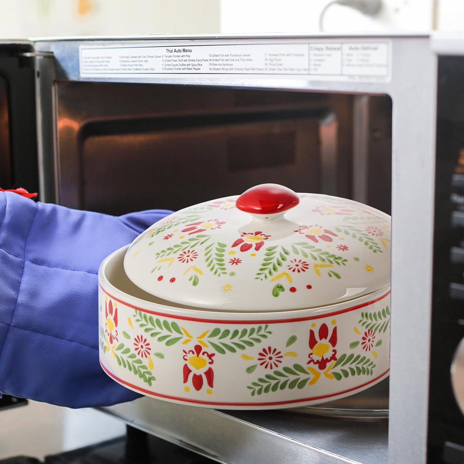 Calentador de Tortillas Yopay Cerámica Floral 21.5 cm Apto Microondas