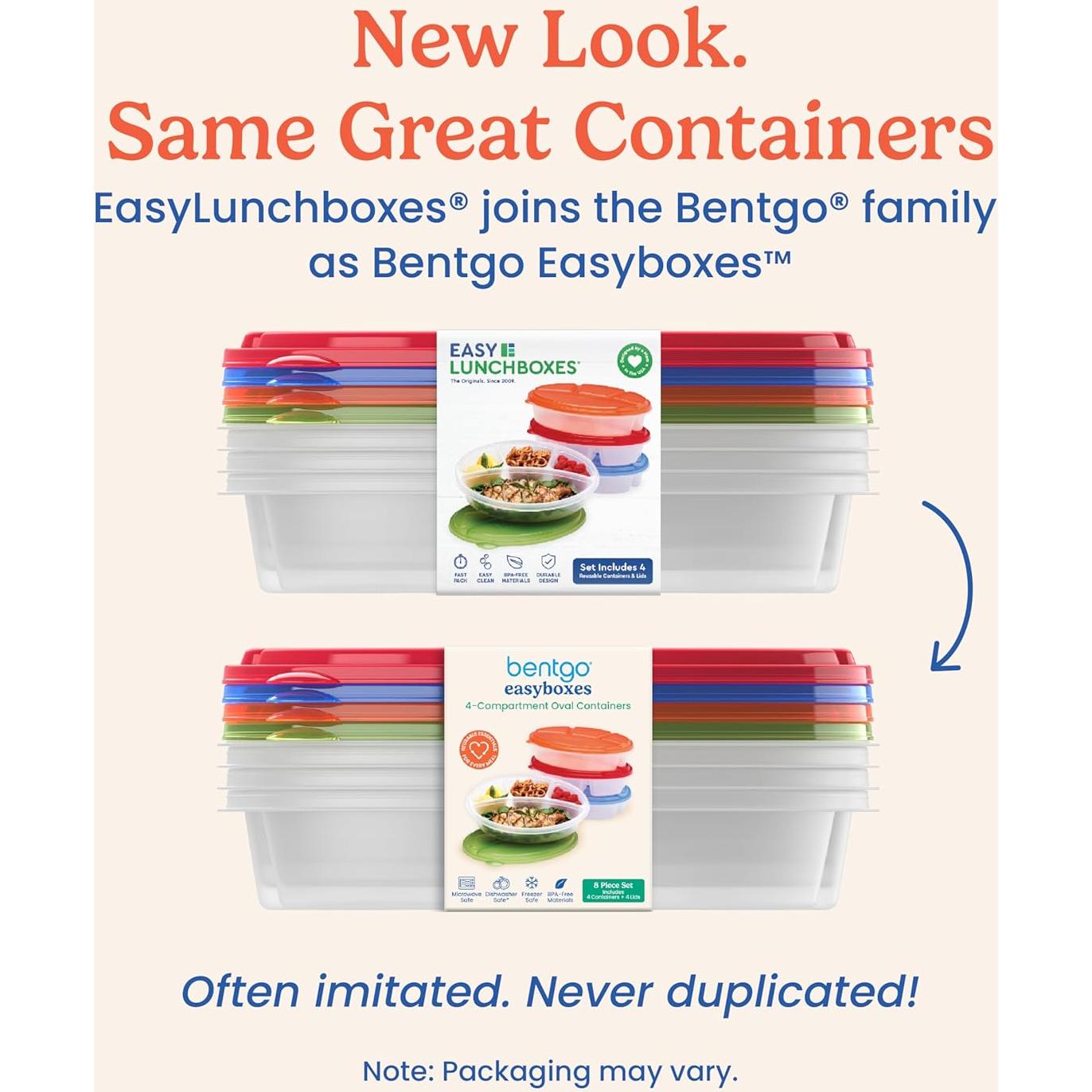 Contenedores Ovalados Bentgo Easyboxes 4 Compartimentos Set 8 Piezas