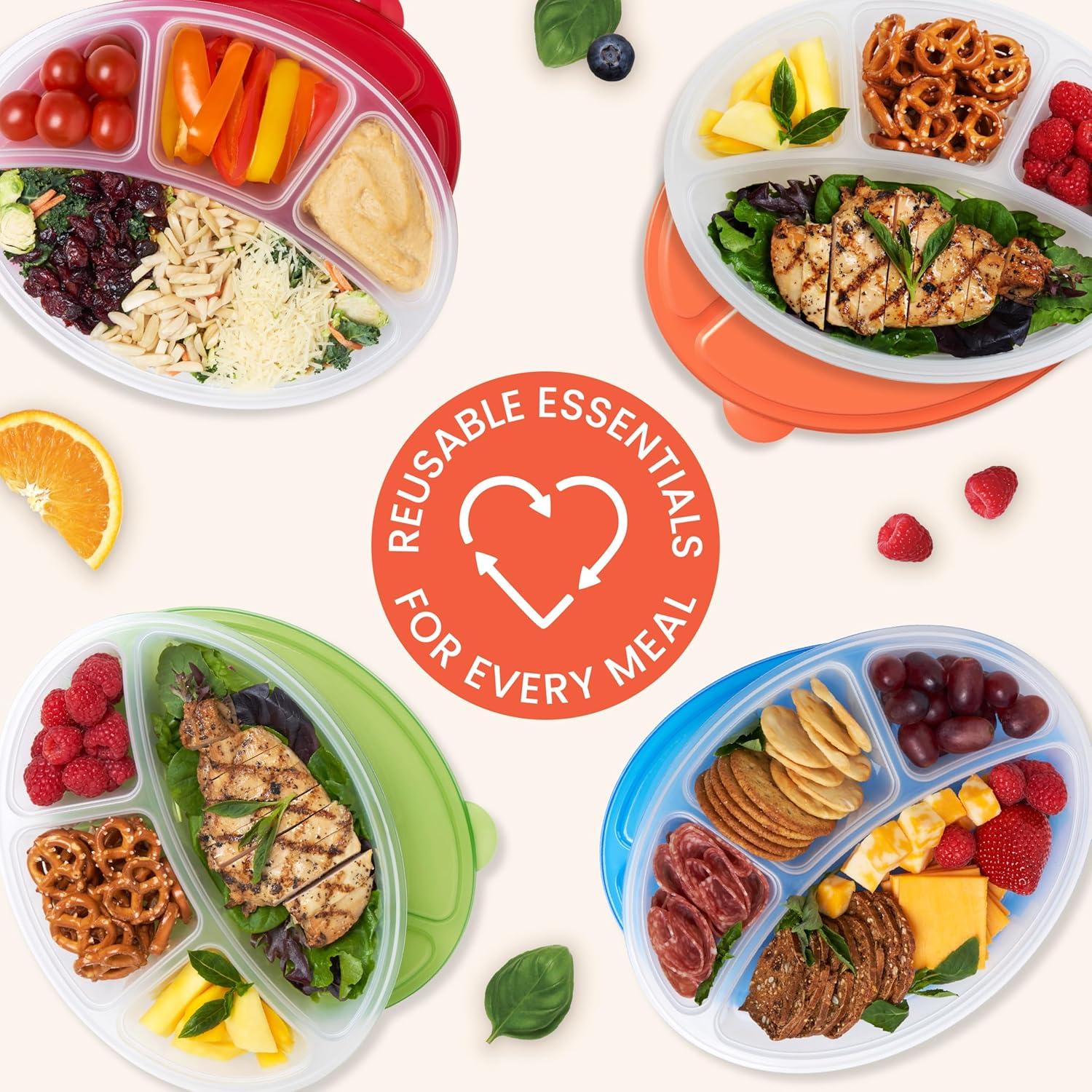 Contenedores Ovalados Bentgo Easyboxes 4 Compartimentos Set 8 Piezas