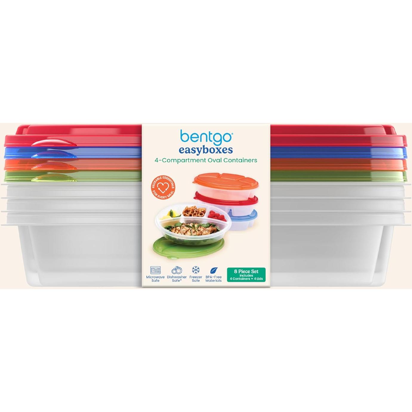 Contenedores Ovalados Bentgo Easyboxes 4 Compartimentos Set 8 Piezas