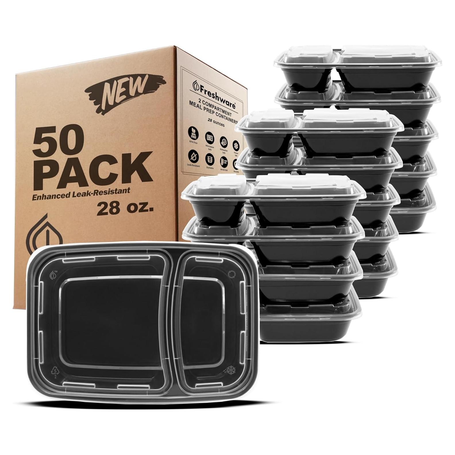 Contenedores de Preparación de Comidas Freshware 50 Piezas 28 oz