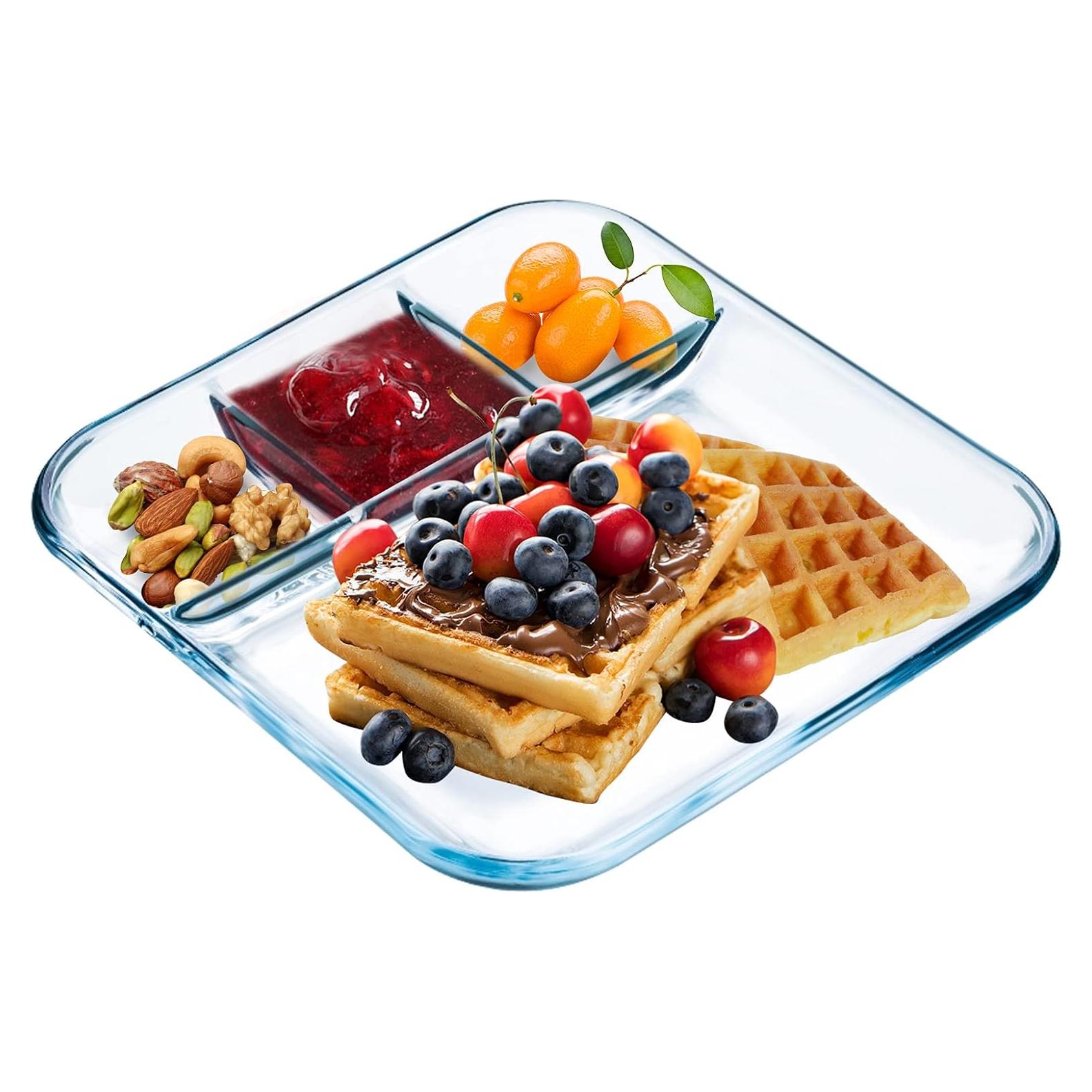 Plato Dividido de Vidrio NUTRIUPS 25.4 cm Cuadrado
