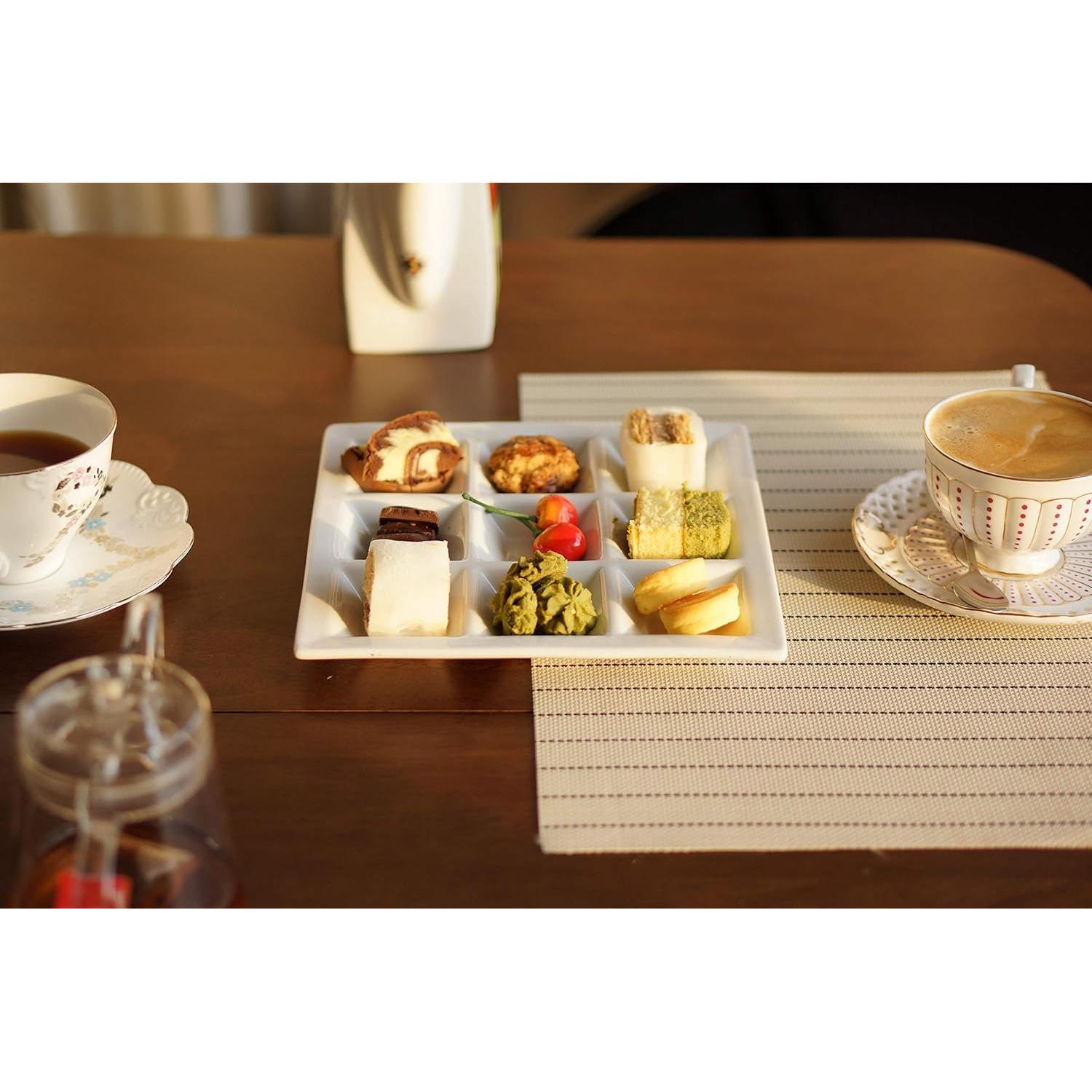 Plato Dividido Rectangular de Cerámica Cinf 9 Compartimentos