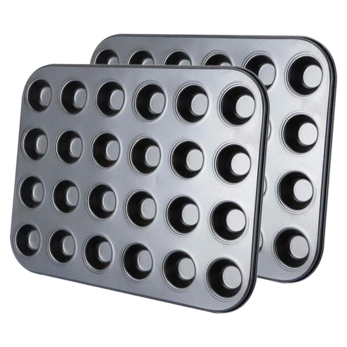 Molde para Mini Cupcakes Kingrol 24 Tazas Acero al Carbono