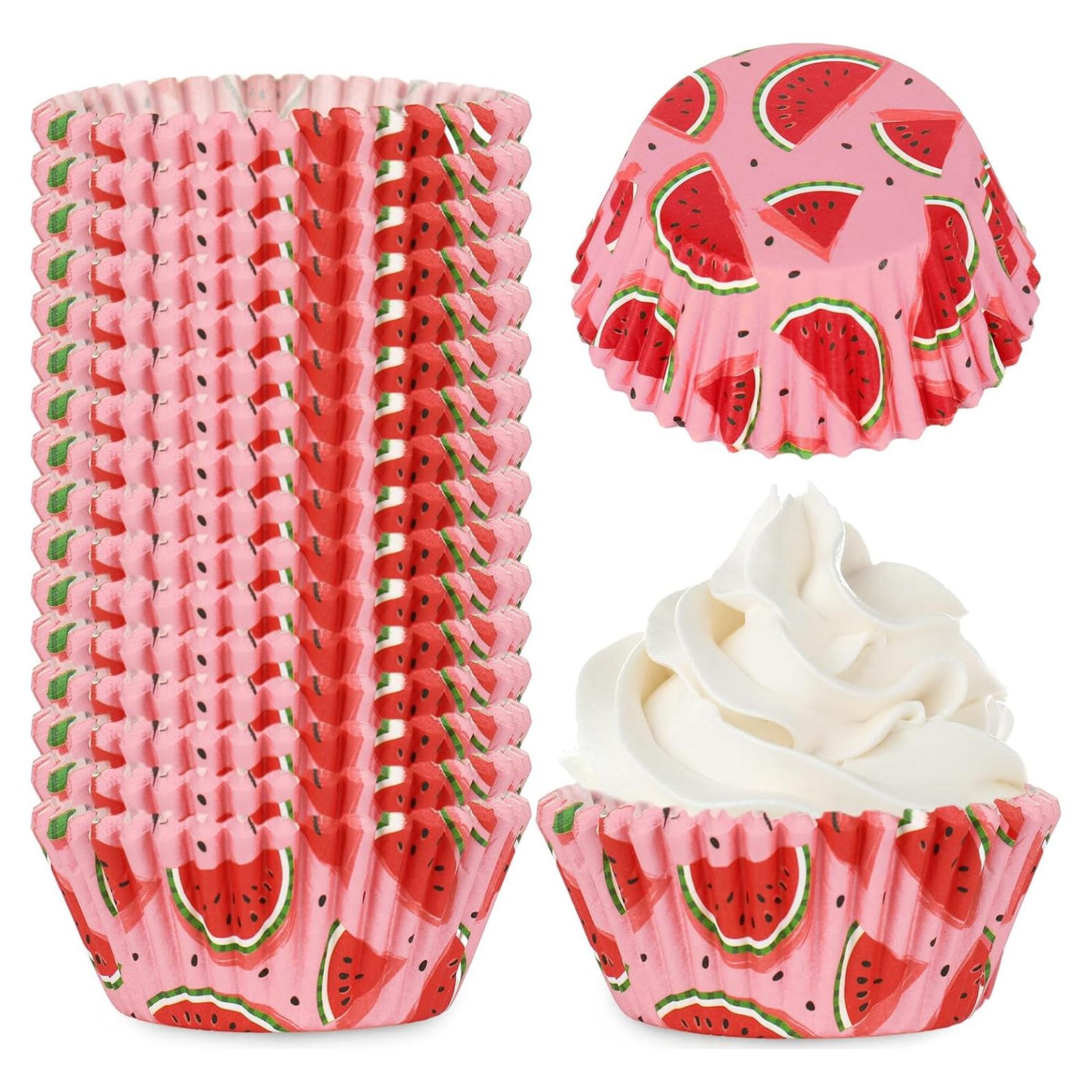 Forros de Cupcake Desechables Whaline 300 Piezas Sandía Rosa