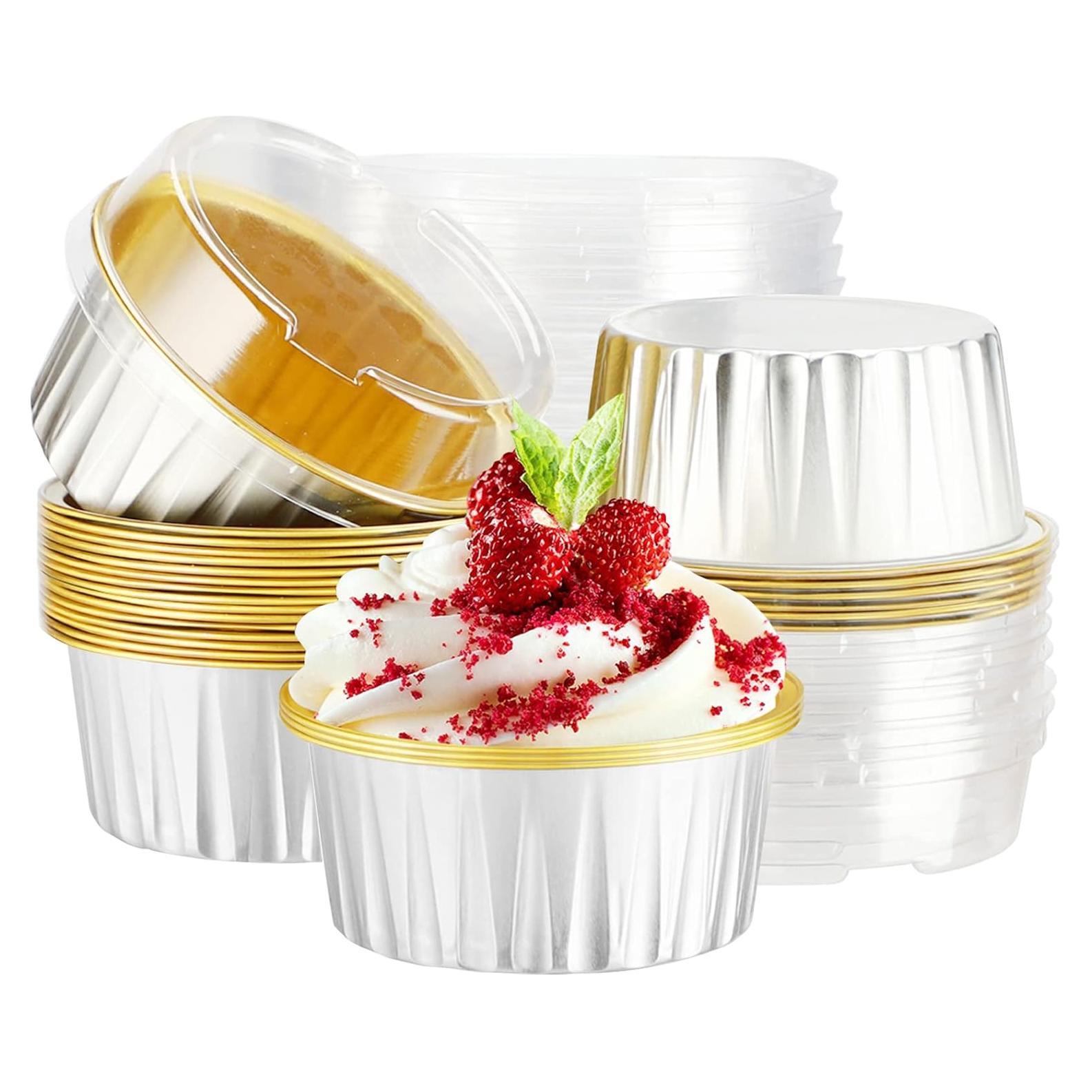 Ramequines Desechables EUSOAR 25pcs 5oz Aluminio con Tapas