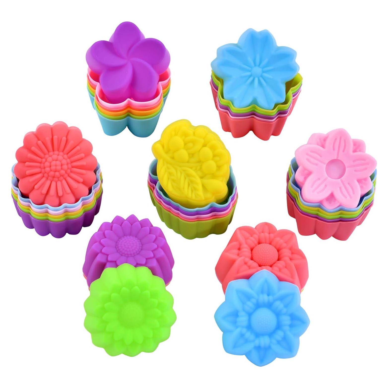 Tazas de Hornear de Silicona Mirenlife 42 Piezas Mini Flores