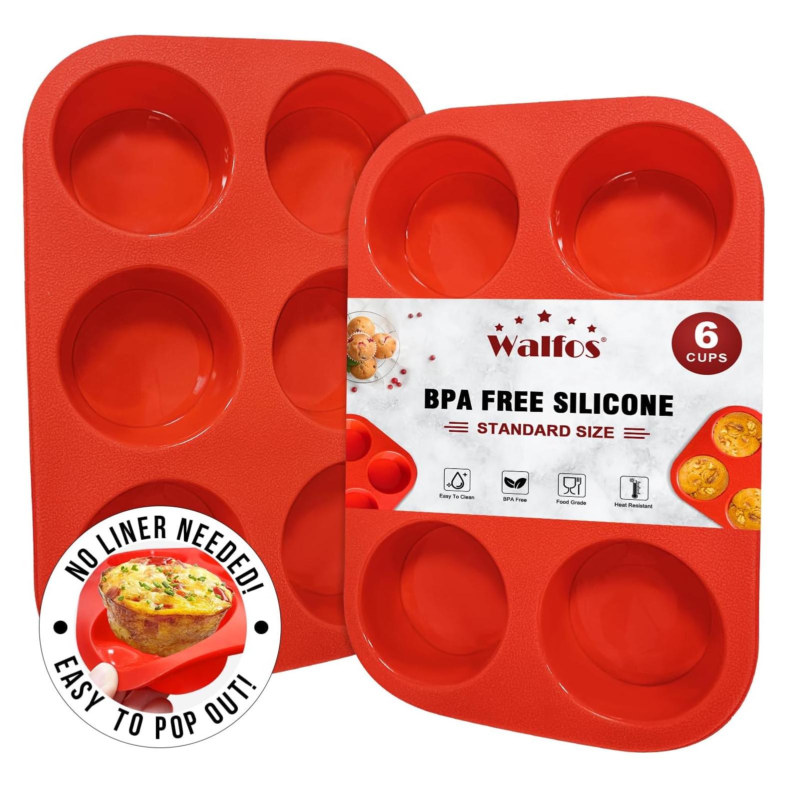 Moldes de Silicona para Muffins Walfos - 6 Tazas Antiadherentes