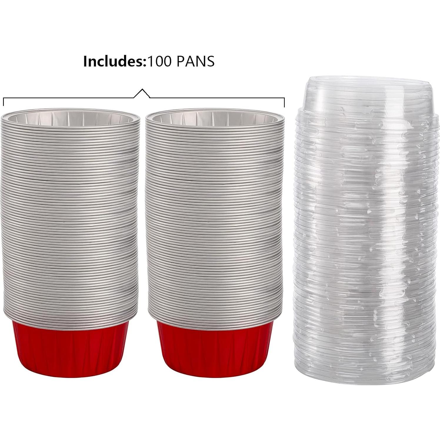 100 Ramequines Desechables DEAYOU 5oz Aluminio Rojo