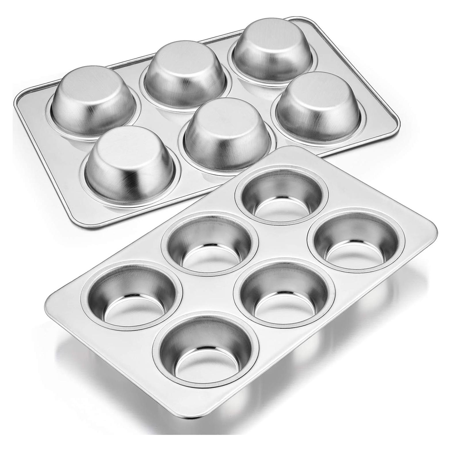 Juego de Moldes para Muffin E-far de Acero Inoxidable 6 Tazas
