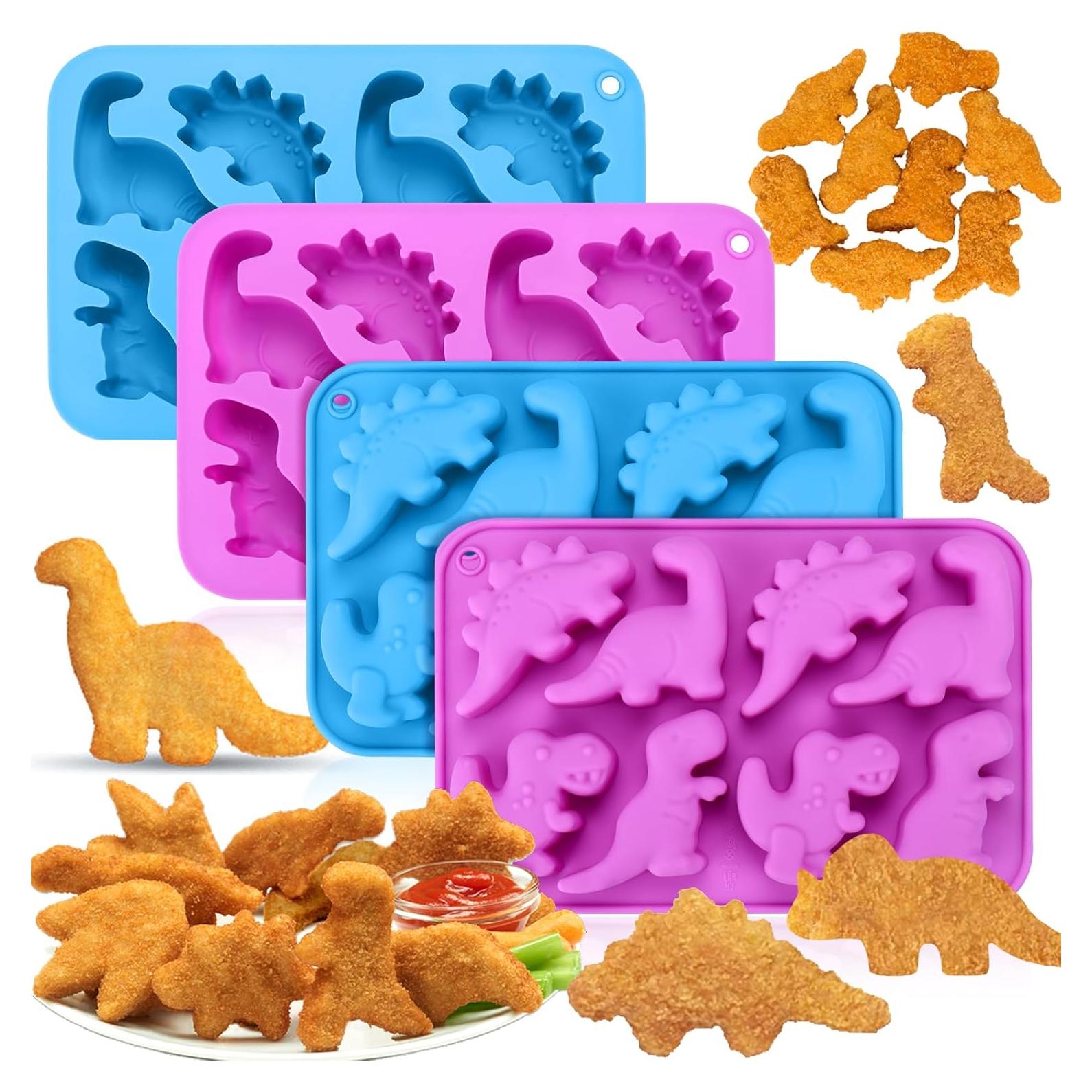 Moldes de Silicona para Nuggets de Dinosaurio Palksky - 4 Pcs