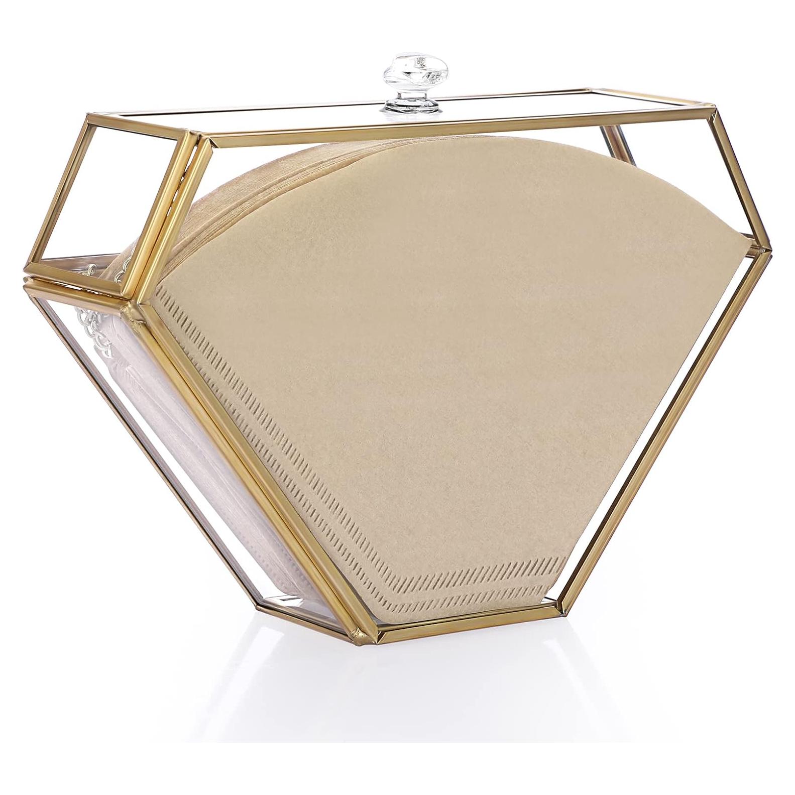 Soporte de Filtro de Café ELLDOO de Vidrio y Metal Dorado