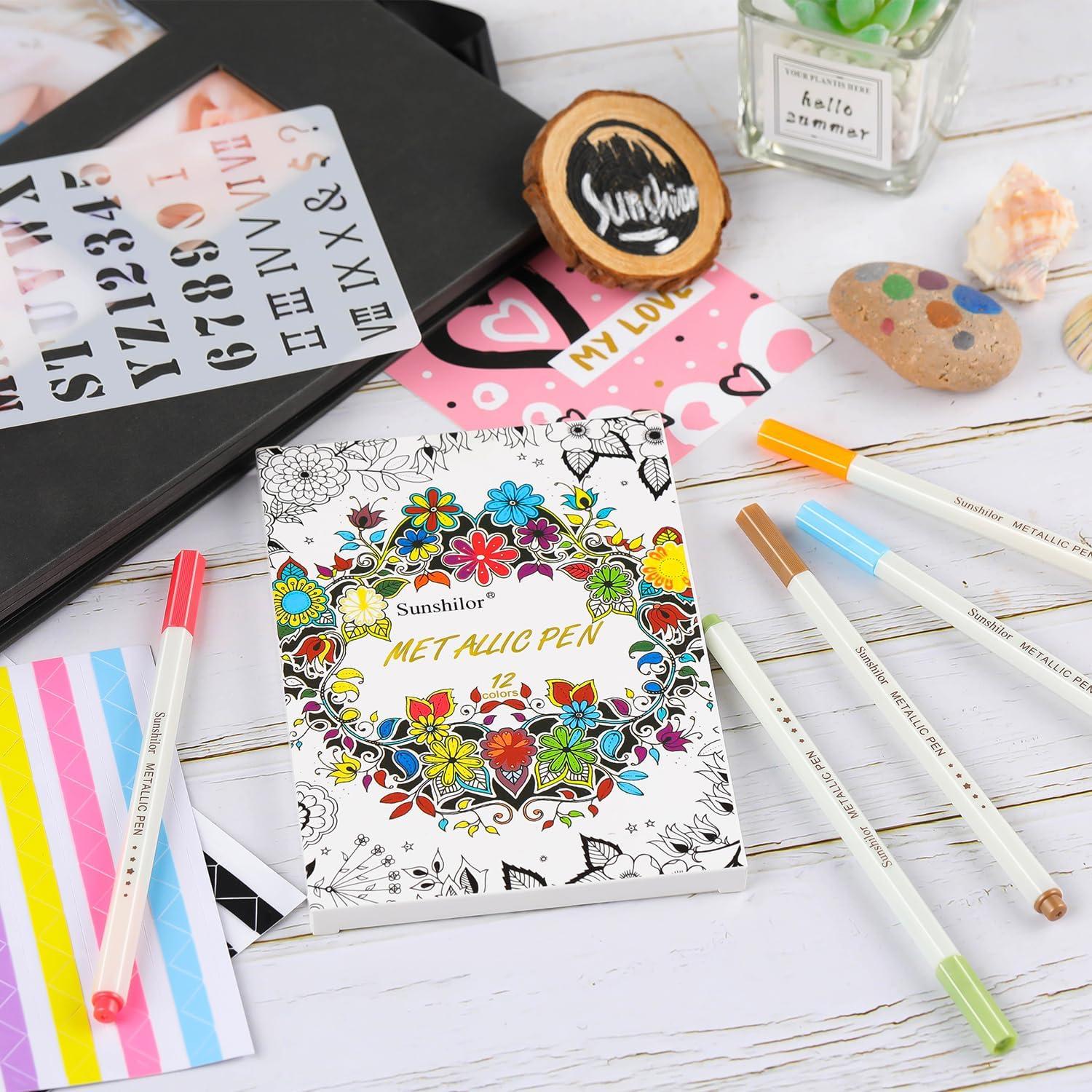 Marcadores Metálicos Sunshilor Set de 12 Punta Fina 1mm