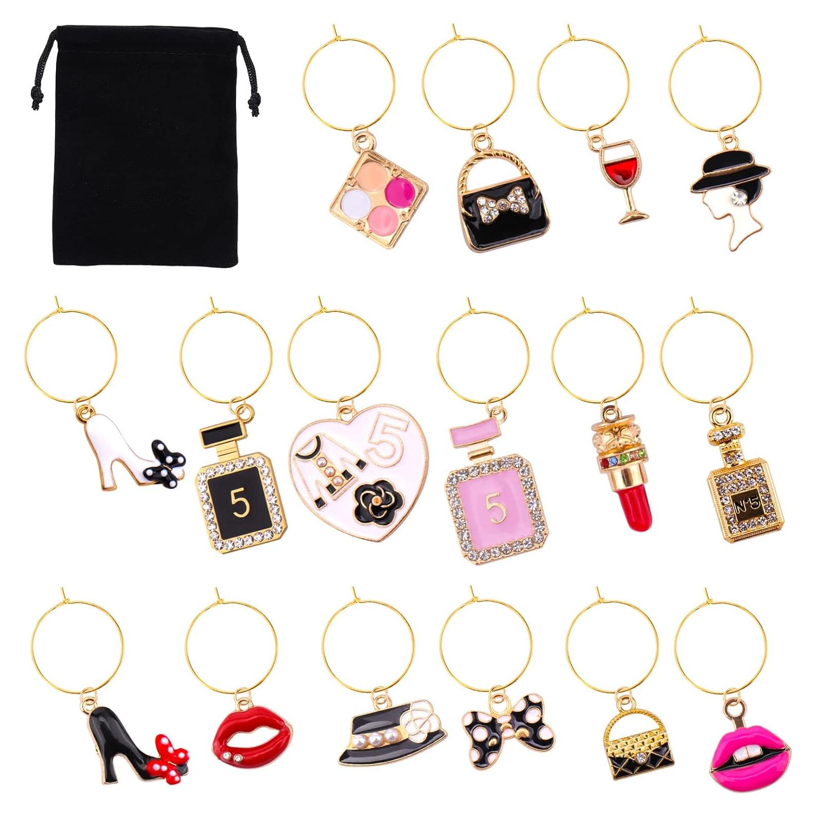 Encantos para Copas de Vino AIERSA - 16 Marcadores Dorados