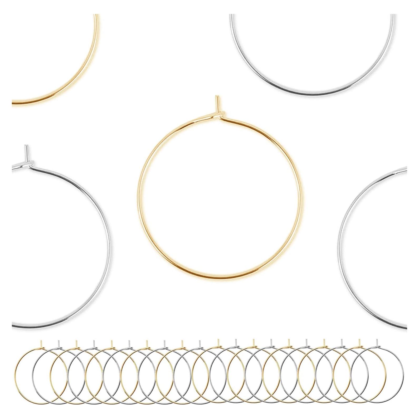 Anillos de Encanto para Copas de Vino BEADNOVA 120pcs Dorados y Plateados 25mm