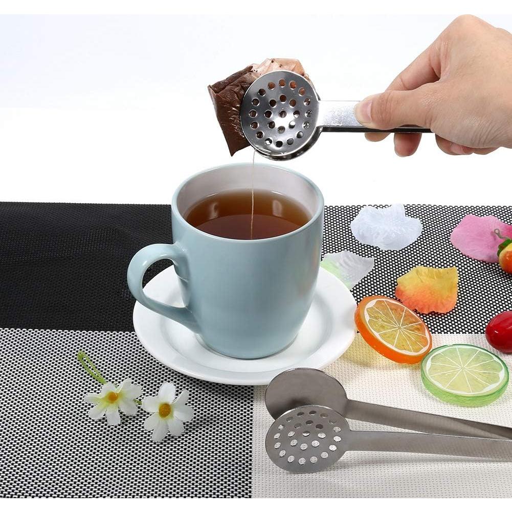 Pinzas Exprimidor de Bolsas de Té Acero Inoxidable 2 Piezas