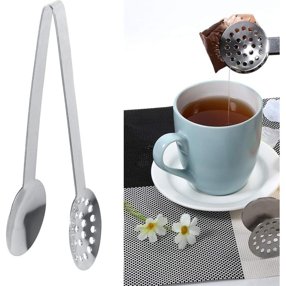 Pinzas Exprimidor de Bolsas de Té Acero Inoxidable 2 Piezas