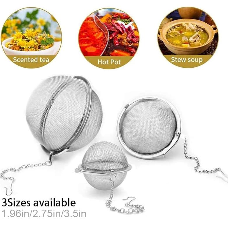 Infusor de Té de Malla Acero Inoxidable Jedrey Set 3 Piezas