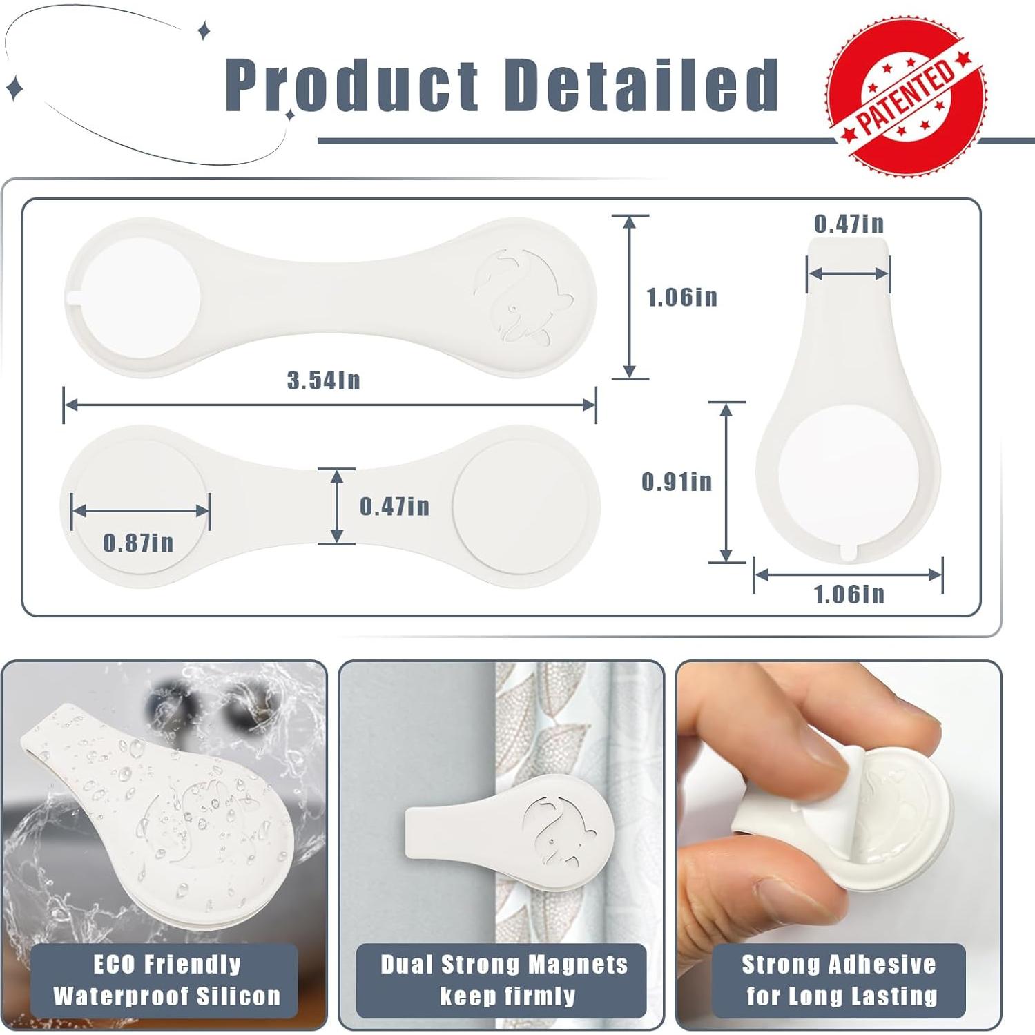 Clips Magnéticos de Silicona Vaszu para Cortinas de Ducha - 3 Paquetes