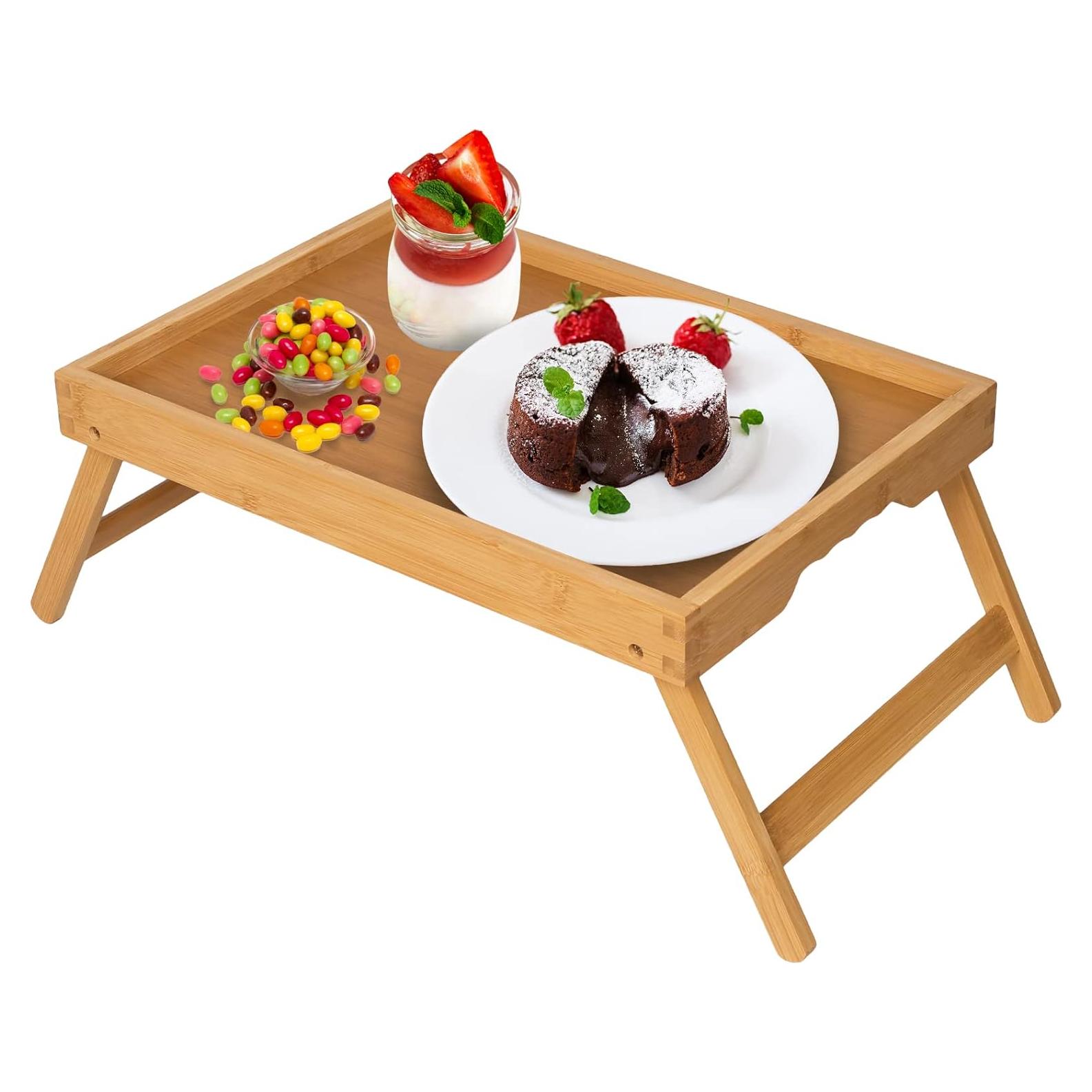 Mesa Bandeja de Cama Plegable Artmeer de Bambú 52.1x23.6cm