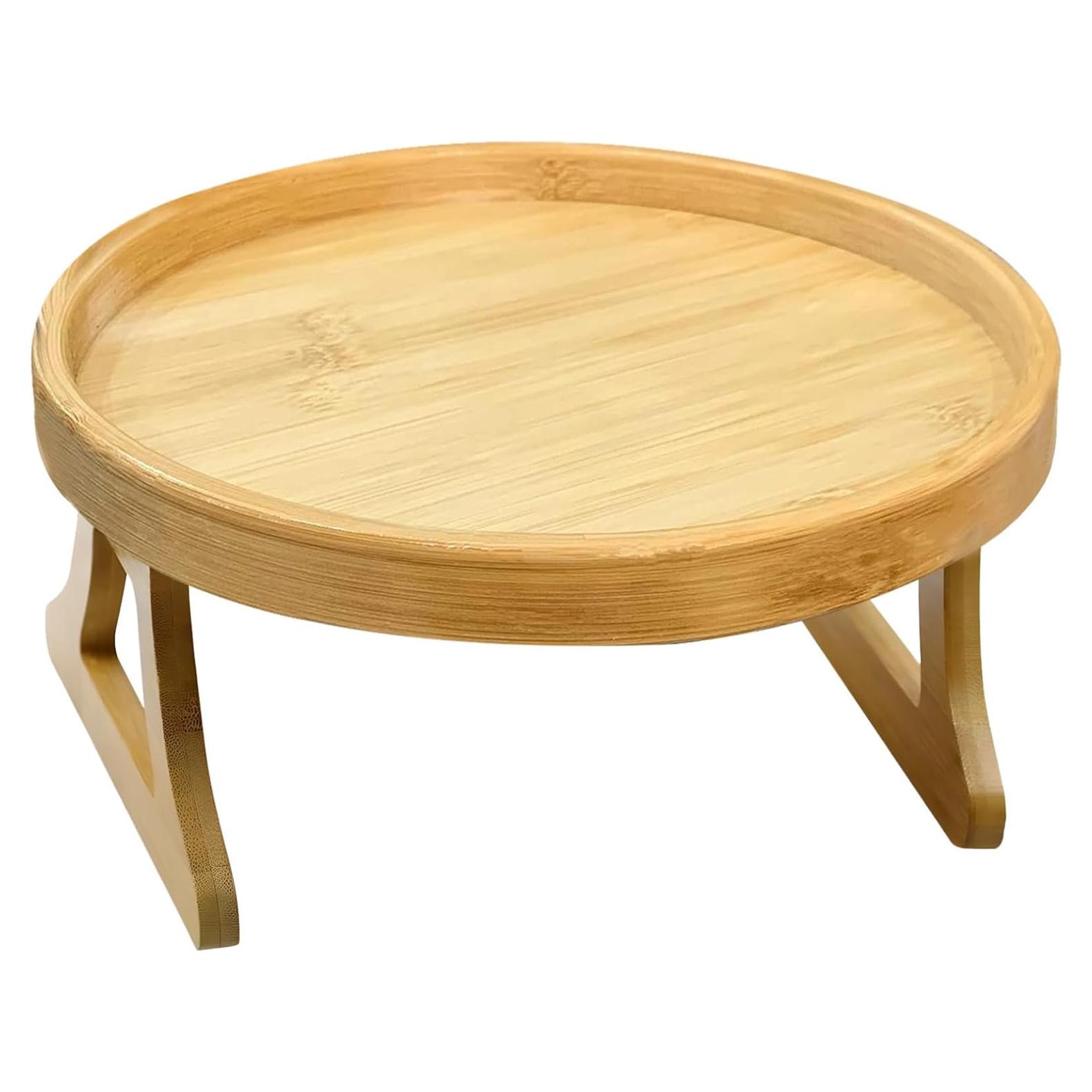 Mesa lateral clip-on Bosreroy 25x25 cm de bambú beige