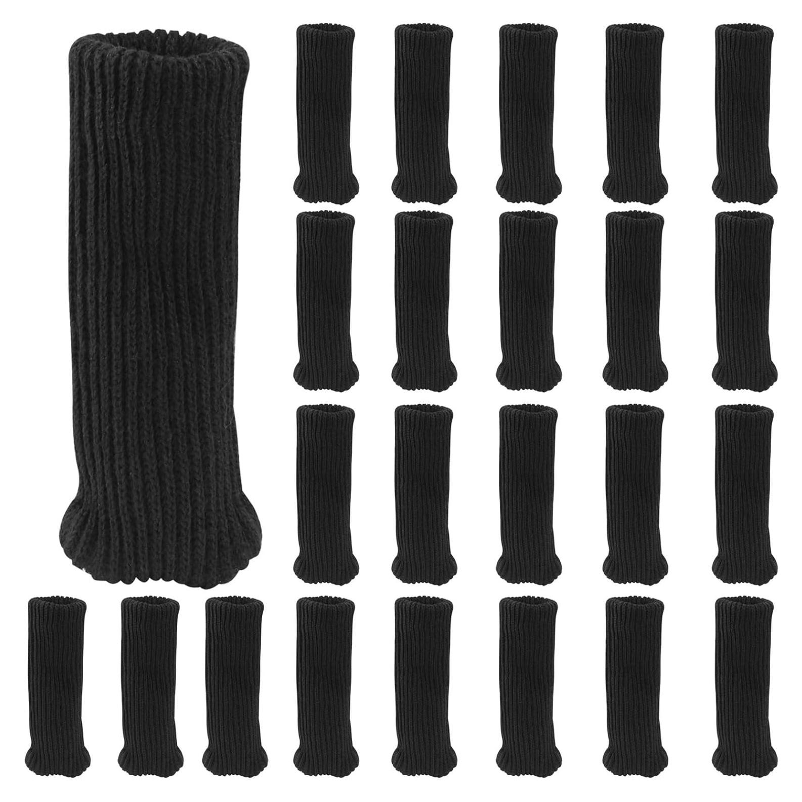 Calcetines para patas de silla Hordion 24 Pcs, negros elásticos