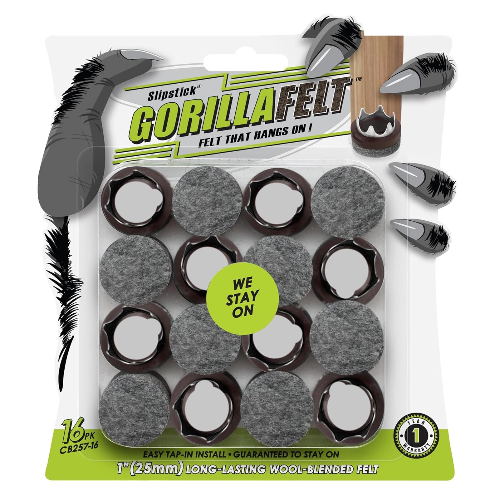 Protectores de Piso para Patas de Silla Slipstick CB257 - 16 Almohadillas de Fieltro 2.54 cm