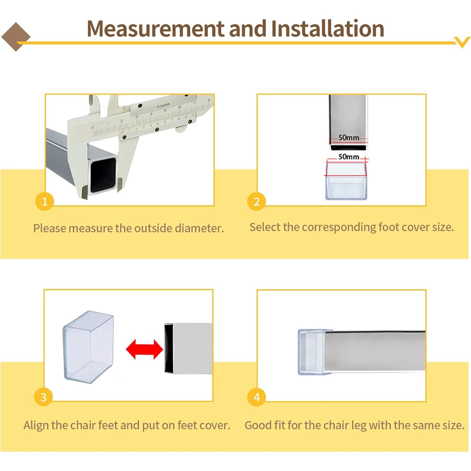 Protectores de Piso para Patas de Silla Flyshop 45x45mm, 16 Piezas