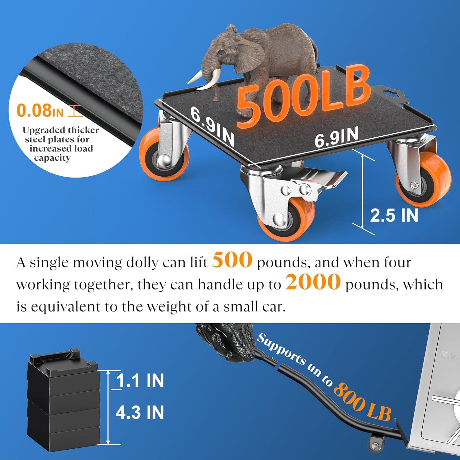 Carro de Mudanza VALTAVO 2000 lb con 5 Ruedas y Elevador