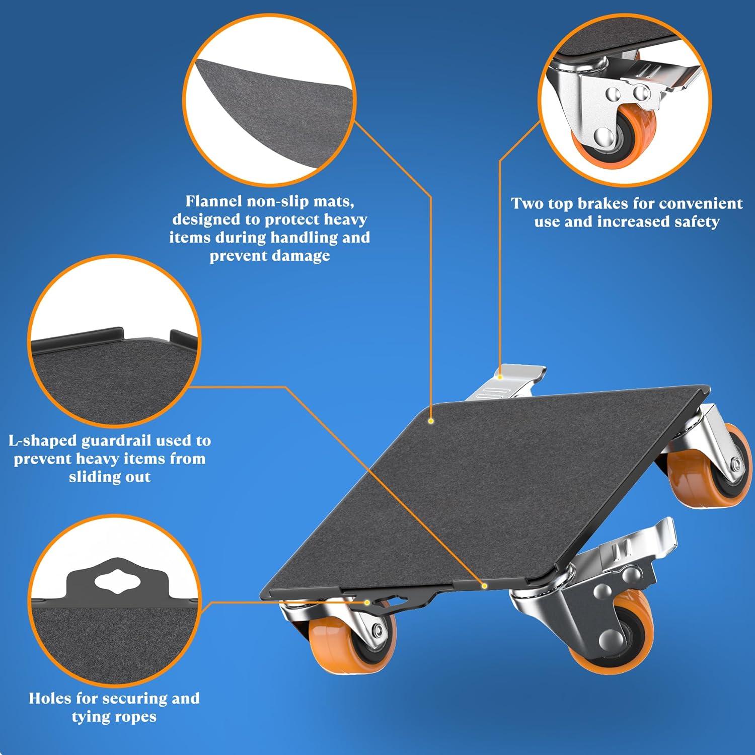 Carro de Mudanza VALTAVO 2000 lb con 5 Ruedas y Elevador