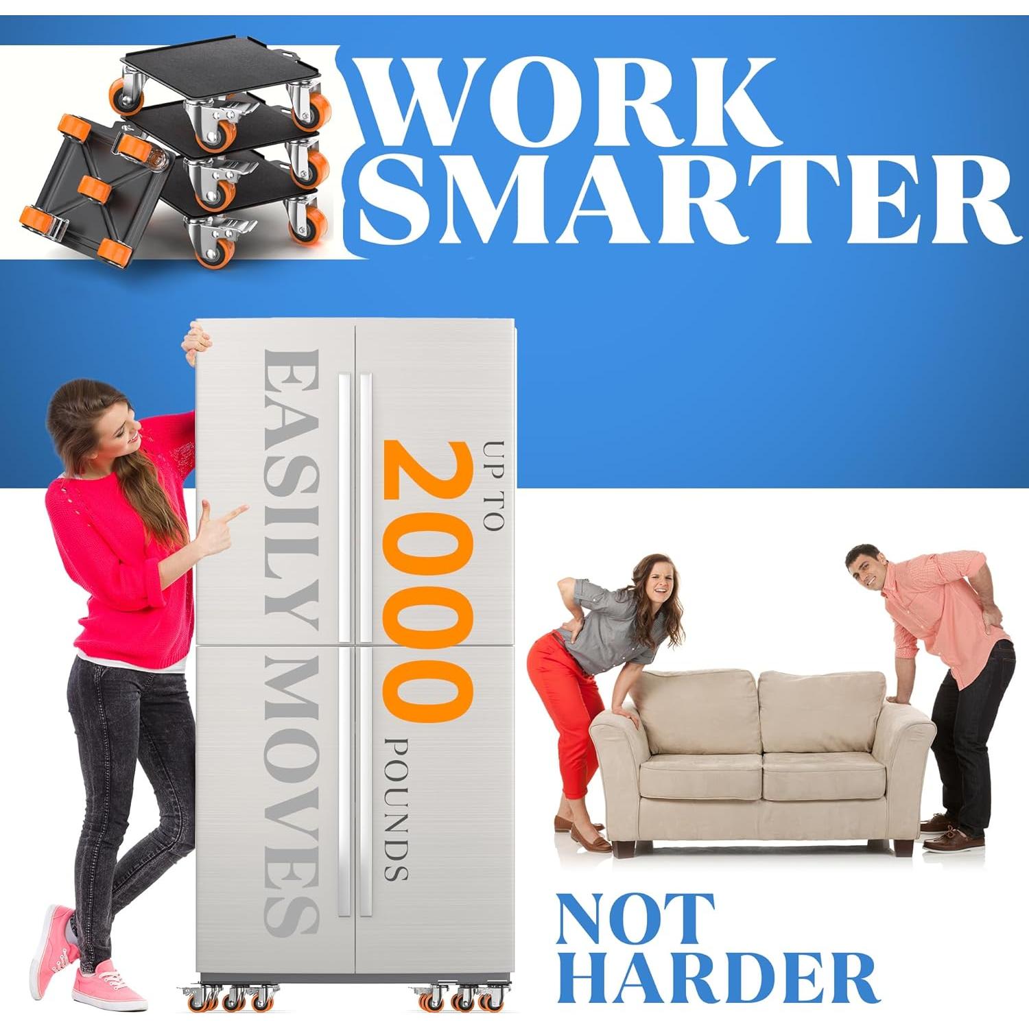 Carro de Mudanza VALTAVO 2000 lb con 5 Ruedas y Elevador