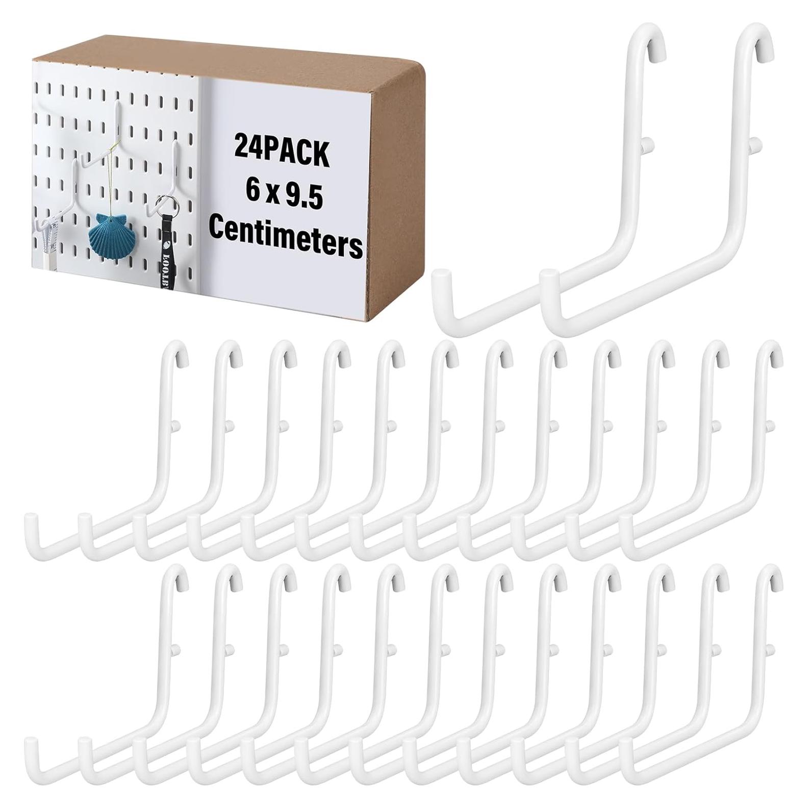 Ganchos para Tablero de Clavos GlikCeil 24 Pcs Acero Inoxidable Blanco