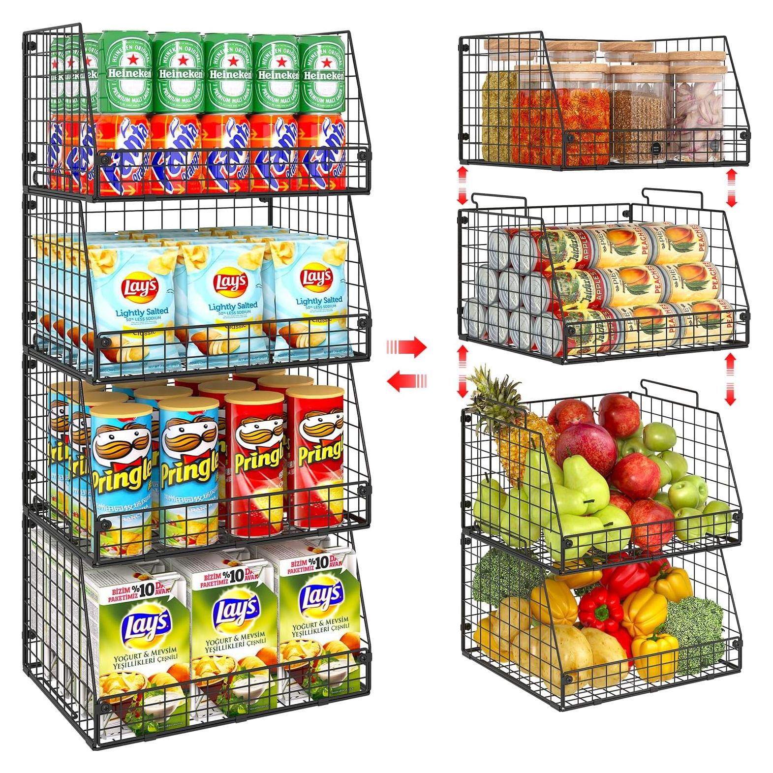 Cestas de Almacenamiento Apilables Jakyitvi - Paquete de 4 XXL