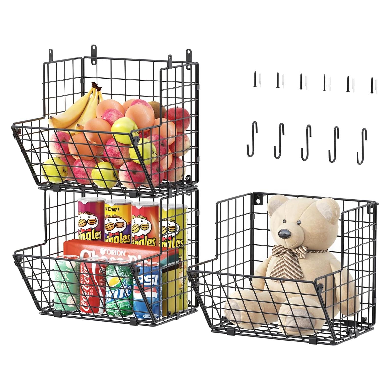 Cesta de Alambre de Metal X-cosrack 3 Niveles con Ganchos S