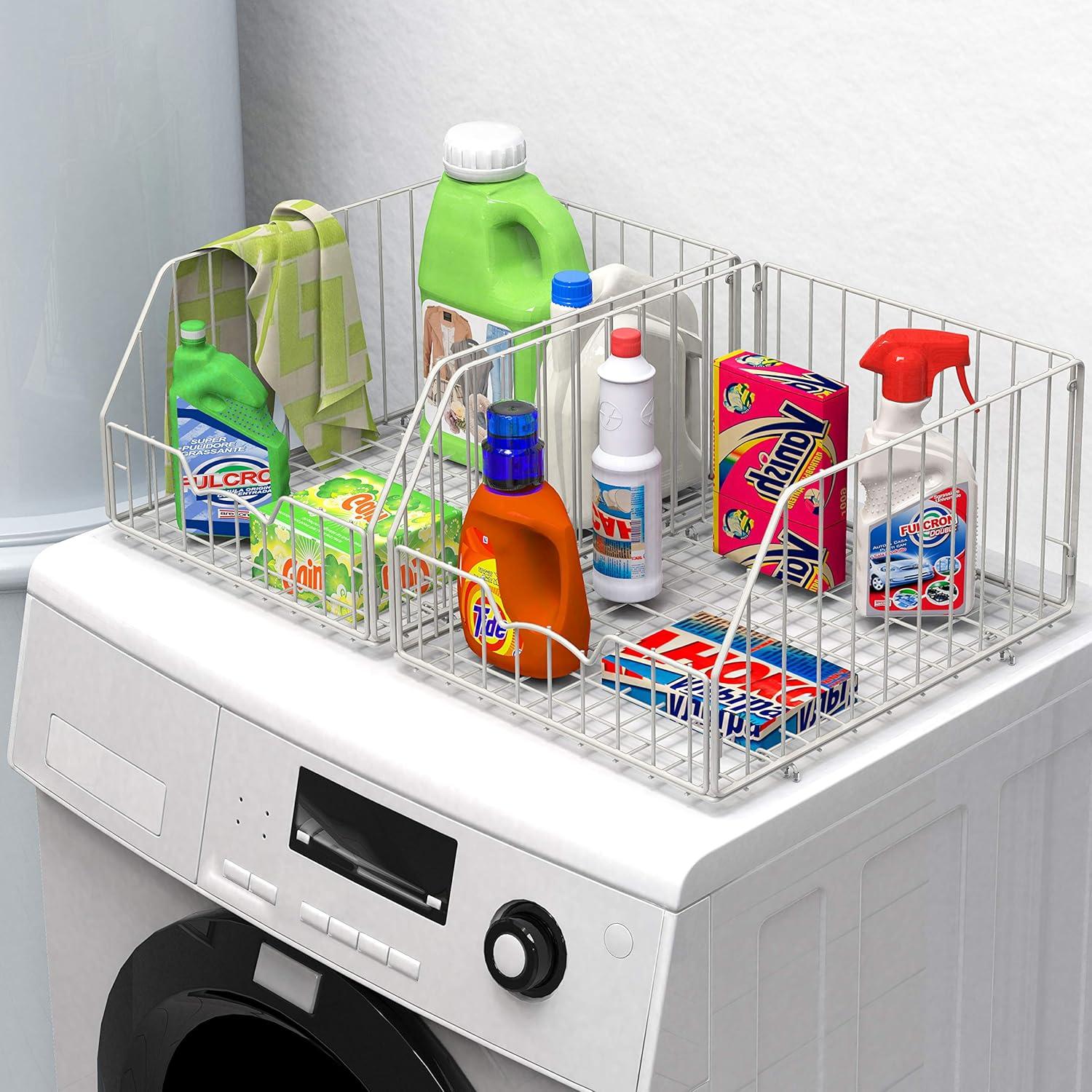 Cesta de Almacenamiento Apilable Simple Houseware 2 Piezas 42.9x34x23 cm Blanco